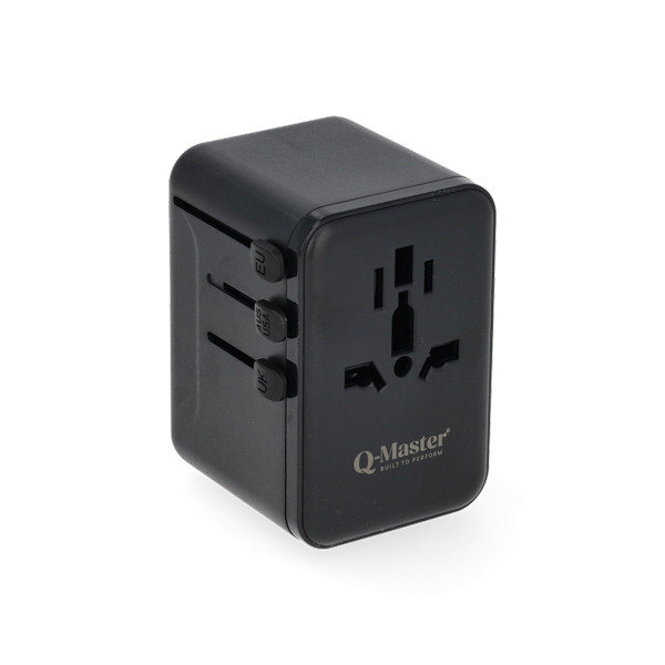 Q-Master Reisoplader | Q-Master | Type A, B, C, E, F, G, H, I, J, K en L naar Type A, C, G en I | 4 poorten | 67W (1x USB A, 3x USB C) PWR001BLK67W K000000041 - 1