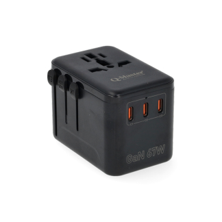 Q-Master Reisoplader | Q-Master | Type A, B, C, E, F, G, H, I, J, K en L naar Type A, C, G en I | 4 poorten | 67W (1x USB A, 3x USB C) PWR001BLK67W K000000041 - 2