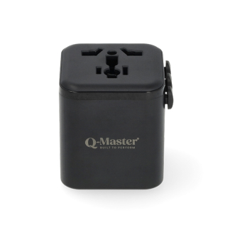 Q-Master Universele reisstekker | Type A, B, C, E, F, G, H, I, J, K en L naar Type A, C, G en I | Q-Master |  (Uitschuifbaar) PWR002BLKWRD K000000042 - 2