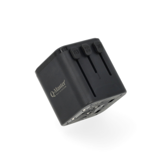 Q-Master Universele reisstekker | Type A, C, G en I naar Type A, C, G en I | Q-Master |  (Uitschuifbaar) PWR002BLKWRD K000000042