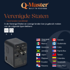 Q-Master Universele reisstekker met USB | Q-Master | Wereld naar Wereld | 35W (Uitschuifbaar, 2x USB A, 3x USB C) PWR001BLK35W K000000039 - 10