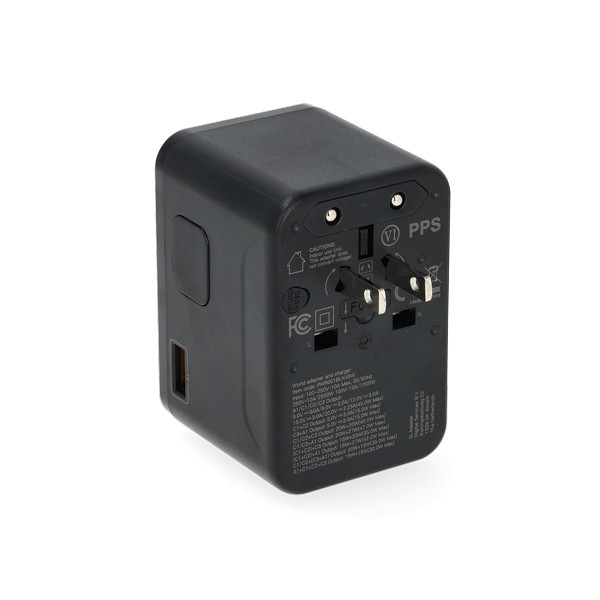 Q-Master Universele reisstekker met USB | Q-Master | Wereld naar Wereld | 45W (Uitschuifbaar, 1x USB A, 3x USB C) PWR001BLK45W K000000040 - 4