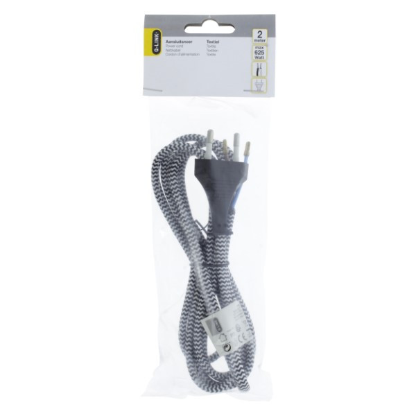 Q-link Aansluitsnoer | Q-link | 2 meter (2x 0.75 mm², Eurostekker, Textiel) 54.503.00 K010802211 - 2