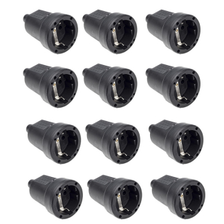 Contrastekker | Q-link | 12 stuks (Randaarde, PVC, 10/16 A, Zwart)