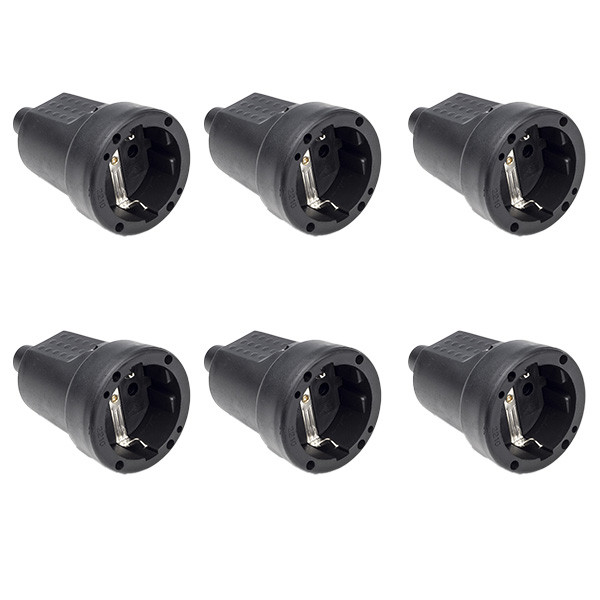Q-link Contrastekker | Q-link | 6 stuks (Randaarde, PVC, 10/16 A, Zwart)  V180102032 - 1