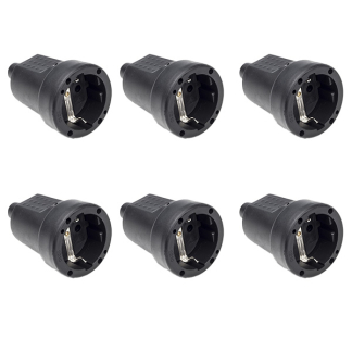 Contrastekker | Q-link | 6 stuks (Randaarde, PVC, 10/16 A, Zwart)