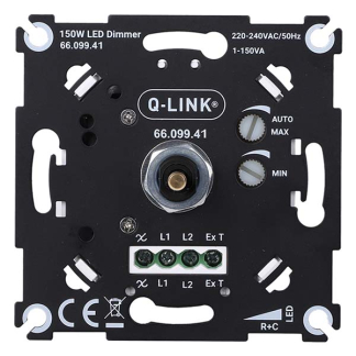 Q-link Dimmer | Q-link (Inbouw, Draaiknop, led, 1 tot 150 watt, Met centraalplaat, Zwart) 66.099.41 K010809832 - 3