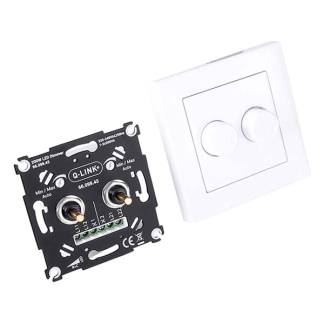 Q-link Duo Dimmer | Q-link (Inbouw, Draaiknop, led, 2 x 200 watt, Met centraalplaat, Wit) 66.099.45 K010809833 - 2