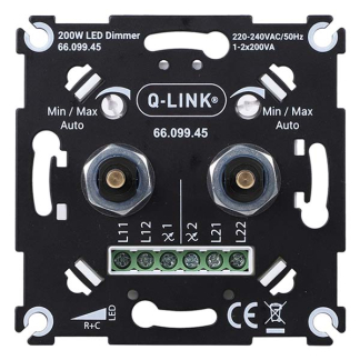 Q-link Duo Dimmer | Q-link (Inbouw, Draaiknop, led, 2 x 200 watt, Met centraalplaat, Wit) 66.099.45 K010809833 - 3