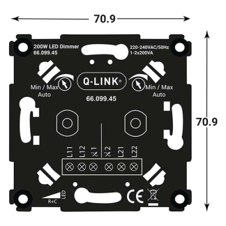 Q-link Duo Dimmer | Q-link (Inbouw, Draaiknop, led, 2 x 200 watt, Met centraalplaat, Wit) 66.099.45 K010809833 - 4