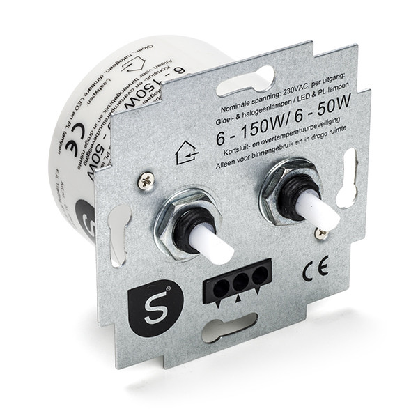 Duo Dimmer Q Link Universeel Inbouw Draaiknop 6 Tot 150w Q Link Kabelshop Nl