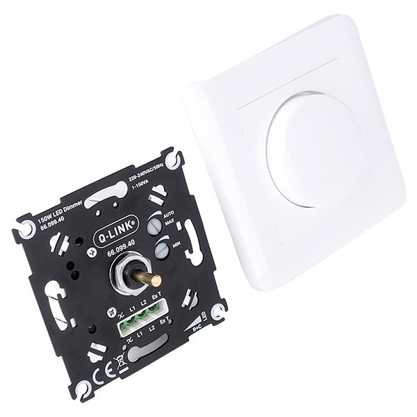 Geslaagd Allergisch Zeker Halogeen dimmer | Q-link (Inbouw, Draaiknop, 1 tot 150 watt, Met  centraalplaat, Wit) Q-link Kabelshop.nl