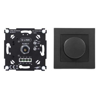 Q-link Halogeen dimmer | Q-link (Inbouw, Draaiknop, 1 tot 150 watt, Met centraalplaat, Zwart) 66.099.41 B010809832 - 2