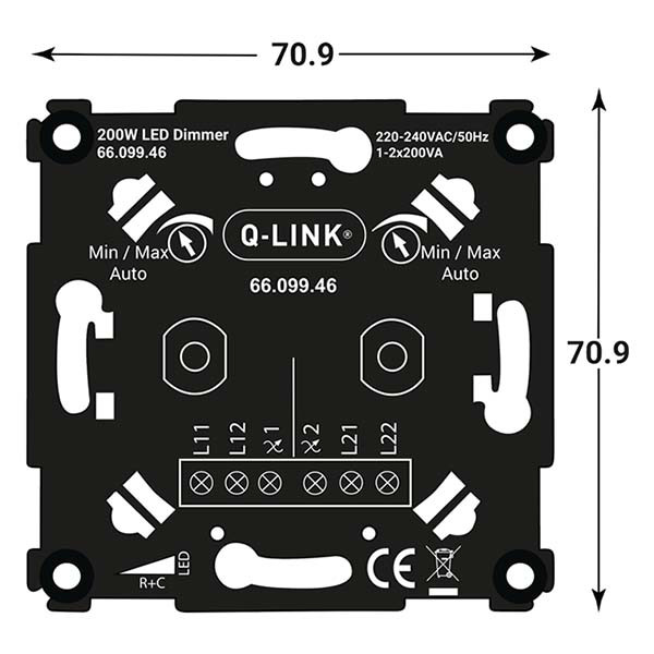 Q-link Halogeen duo dimmer | Q-link (Inbouw, 2 x 200W, Met centraalplaat, Zwart) 66.099.46 B010809834 - 4