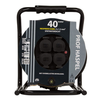 Q-link Kabelhaspel | Q-link (4-voudig, Randaarde, 2300 watt, Zwart, 40 meter) 55.900.89 K010809284 - 2