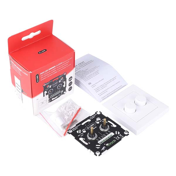 Q-link Led duo dimmer | Q-link (Inbouw, 2 x 200W, Met centraalplaat, Wit) 66.099.45 K010809833 - 6