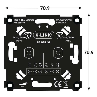 Q-link Led duo dimmer | Q-link (Inbouw, 2 x 200W, Met centraalplaat, Zwart) 66.099.46 K010809834 - 4
