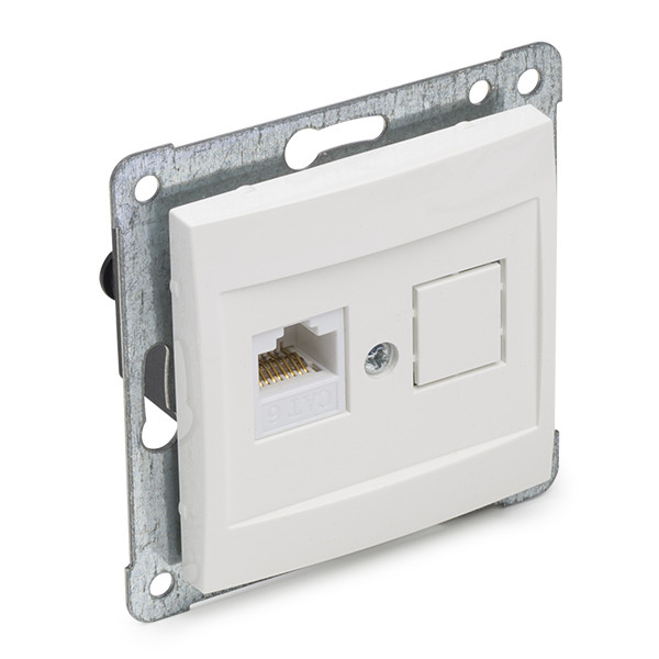 rj45 wandcontactdoos utp 2 x rj45 cat6 horizontaal inbouw q link kabelshop nl