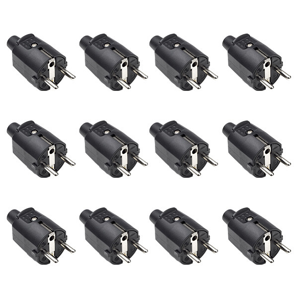 Q-link Schuko stekker | Q-link | 12 stuks (Randaarde/Penaarde, 16 A, PVC, Zwart)  W180102023 - 1