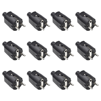Schuko stekker | Q-link | 12 stuks (Randaarde/Penaarde, 16 A, PVC, Zwart)