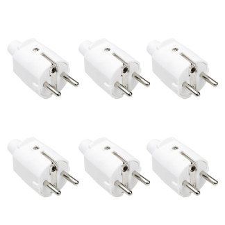 Schuko stekker | Q-link | 6 stuks (Randaarde/Penaarde, 16 A, PVC, Wit)