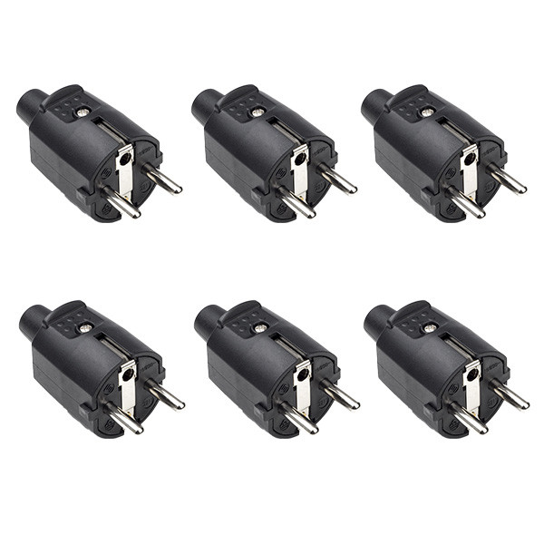 Q-link Schuko stekker | Q-link | 6 stuks (Randaarde/Penaarde, 16 A, PVC, Zwart)  V180102023 - 1