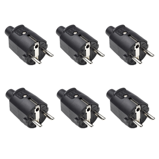 Schuko stekker | Q-link | 6 stuks (Randaarde/Penaarde, 16 A, PVC, Zwart)
