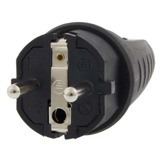 Q-link Schuko stekker | Q-link (Randaarde/Penaarde, 16 A, Rubber, Zwart) 0011017 K180102026 - 2