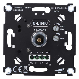 Q-link Spaarlamp dimmer | Q-link (Inbouw, Draaiknop, 1 tot 150 watt, Met centraalplaat, Wit) 66.099.40 C010809831 - 3