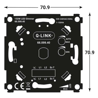 Q-link Spaarlamp dimmer | Q-link (Inbouw, Draaiknop, 1 tot 150 watt, Met centraalplaat, Wit) 66.099.40 C010809831 - 5