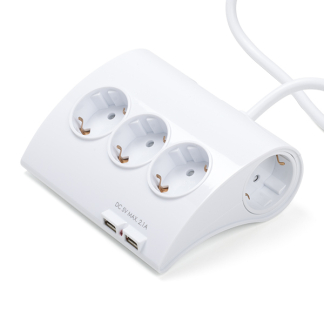 Q-link Stekkerdoos | Q-link (5-voudig, 2x USB, Aan-uitschakelaar, Randaarde, 3680 watt, Wit, 1.5 meter) 54.502.50 K010809282 - 1