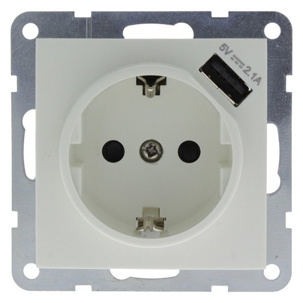 Q-link Stopcontact met USB | Q-link | S2 (Inbouw, Randaarde, Wit) 5408365 K180106023 - 1