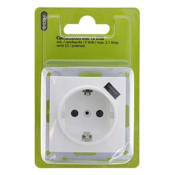Q-link Stopcontact met USB | Q-link | S2 (Inbouw, Randaarde, Wit) 5408365 K180106023 - 5