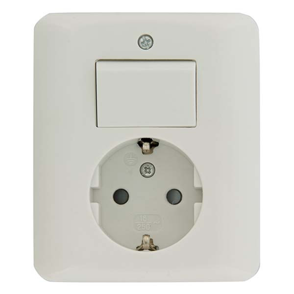Q-link Stopcontact met schakelaar | Q-link (Inbouw, Randaarde, Wissel, Wit) 01.079.68 K180106623 - 2