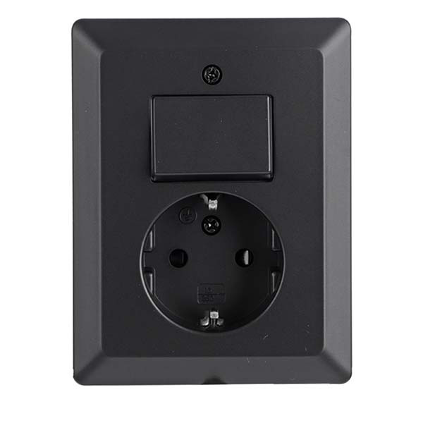 Q-link Stopcontact met schakelaar | Q-link (Inbouw, Randaarde, Wissel, Zwart) 01.094.68 K180106624 - 2
