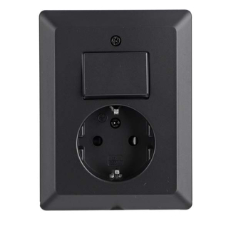 Q-link Stopcontact met schakelaar | Q-link (Inbouw, Randaarde, Wissel, Zwart) 01.094.68 K180106624 - 2