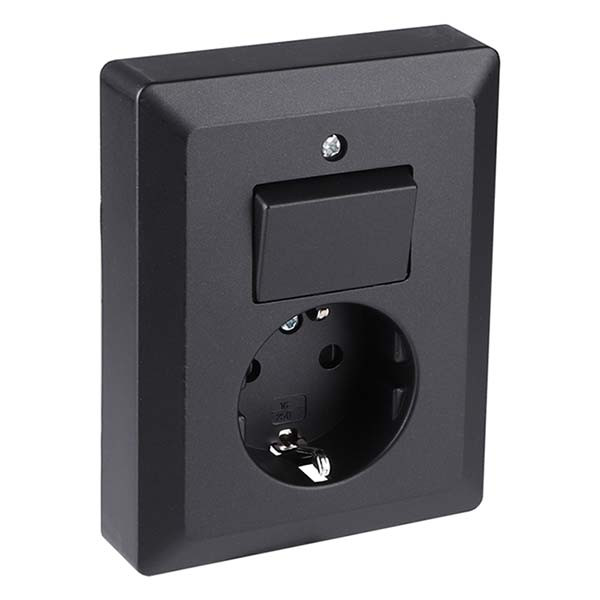 Q-link Stopcontact met schakelaar | Q-link (Inbouw, Randaarde, Wissel, Zwart) 01.094.68 K180106624 - 3