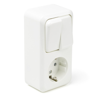 Q-link Stopcontact met schakelaar | Q-link (Opbouw, Randaarde, Serie, Wit) 00.947.22 K180106691 - 1