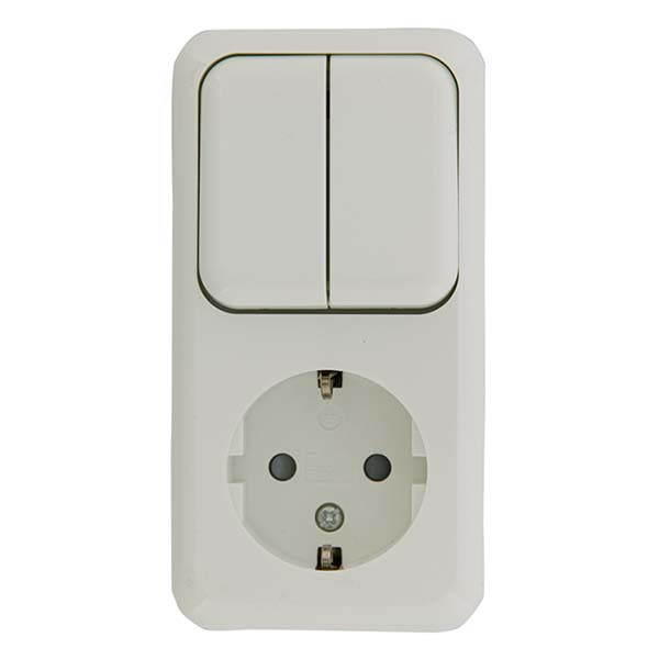Q-link Stopcontact met schakelaar | Q-link (Opbouw, Randaarde, Serie, Wit) 00.947.22 K180106691 - 2