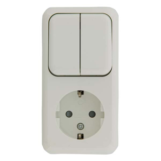 Q-link Stopcontact met schakelaar | Q-link (Opbouw, Randaarde, Serie, Wit) 00.947.22 K180106691 - 2