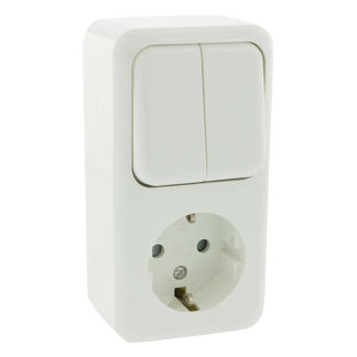 Q-link Stopcontact met schakelaar | Q-link (Opbouw, Randaarde, Serie, Wit) 00.947.22 K180106691 - 3