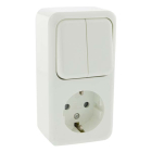 Q-link Stopcontact met schakelaar | Q-link (Opbouw, Randaarde, Serie, Wit) 00.947.22 K180106691 - 3