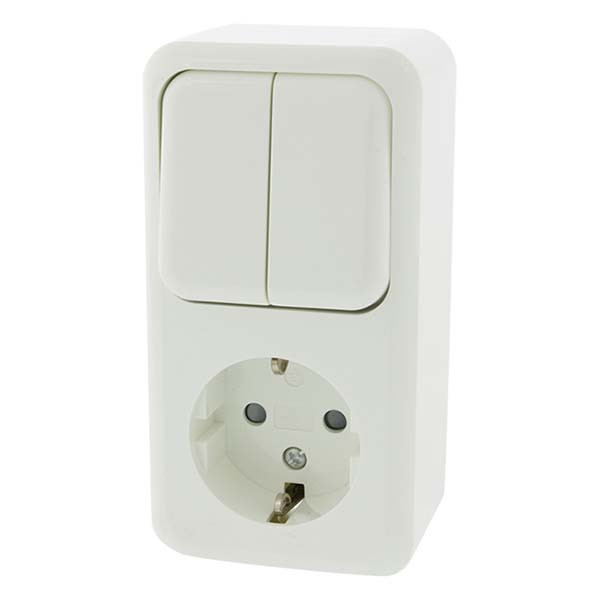 Q-link Stopcontact met schakelaar | Q-link (Opbouw, Randaarde, Serie, Wit) 00.947.22 K180106691 - 4