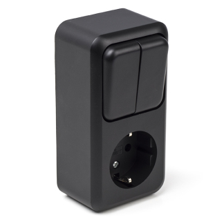 Q-link Stopcontact met schakelaar | Q-link (Opbouw, Randaarde, Serie, Zwart) 00.945.71 K180106697 - 1