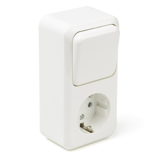 Q-link Stopcontact met schakelaar | Q-link (Opbouw, Randaarde, Wissel, Wit) 00.947.20 K180106690 - 1