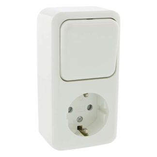 Q-link Stopcontact met schakelaar | Q-link (Opbouw, Randaarde, Wissel, Wit) 00.947.20 K180106690 - 3