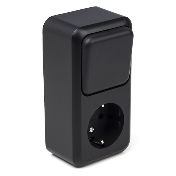 Q-link Stopcontact met schakelaar | Q-link (Opbouw, Randaarde, Wissel, Zwart) 00.945.68 K180106696 - 1