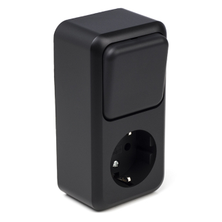 Q-link Stopcontact met schakelaar | Q-link (Opbouw, Randaarde, Wissel, Zwart) 00.945.68 K180106696 - 1
