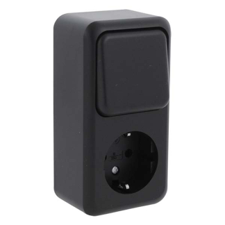 Q-link Stopcontact met schakelaar | Q-link (Opbouw, Randaarde, Wissel, Zwart) 00.945.68 K180106696 - 2