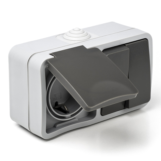 Q-link Stopcontact met schakelaar voor buiten | Q-link (Randaarde, Serie, Horizontaal, Grijs) 00.944.72 K180106710 - 1
